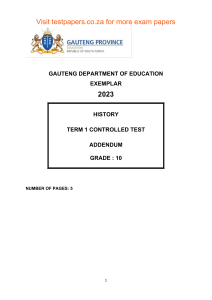 Gr 10 History (English) Term 1 Controlled Test 1 2023 Addendum