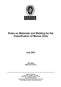 Bureau Veritas - Rules on Materials and Welding for the Classification of Marine Units