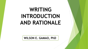 Writing Introduction and Rationale