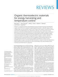 Organic Thermoelectric Materials for Energy Harvesting and Temperature Control