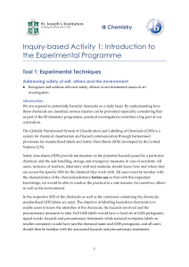 Inquiry-based Activity 1 - Experimental Techniques
