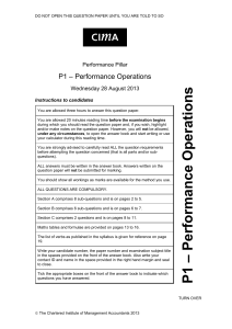 Performance Pillar. P1 Performance Operations. Wednesday 28 August 2013 (1)