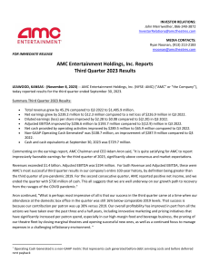 AMC Q3 2023 Earnings Press Release