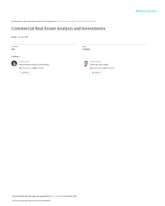 Commercial Real Estate Analysis and Investments