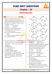 Question Chap 10 Biomolecules