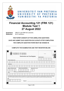 FRK121 MT1 2022 - Question Paper