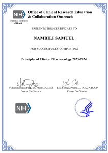 Principles of Clinical Pharmacology 2023-2024