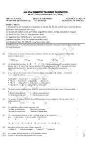 Question Paper Chemistry XII