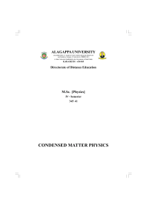   PG M.Sc. Physics 345 41 MSc(Physics)  Semester IV- Condensed Matter Physics CRC 2843