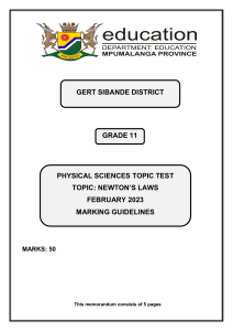 TOPIC TEST MEMO G 11 (NEWTON'S LAWS 2023)