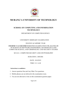 past paper SCS 412 COMPUTER SECURITY AND CRYPTOGRAPHY