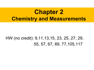 Chapter 2 Chemistry and Measurements