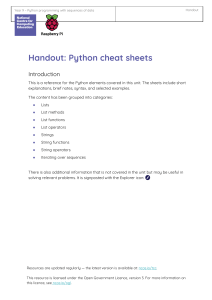 Python Programming Cheat Sheet: Sequences of Data