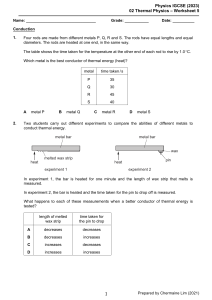 02 Thermal Physics Worksheet 5 (Heat Transfer)