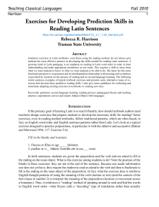 Harrison-Developing Prediction Skills in Reading Latin (2010)