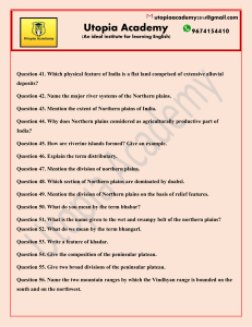 Chapter 2 Physical features of India worksheet part 2