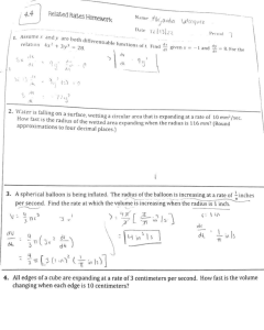 Related Rates Calculus Homework