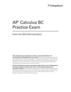 AP Calculus BC Practice Exam (2016)