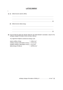 Lattice Energy & Enthalpy Worksheet: Zinc Bromide Calculation