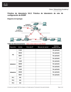 A.9.6.2 Práctica de laboratorio de reto de configuración de EIGRP