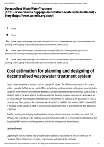 Cost estimation for planning and designing of decentralised wastewater treatment system