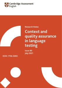 Issue 80 - Context and quality assurance in language testing