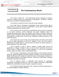 MODULE OF CONTEMPORARY WORLD