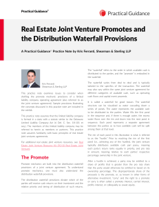 Real Estate Joint Venture Promotes and the Distribution Waterfall Provisions