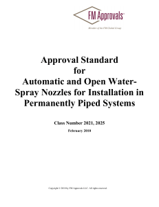 approval standard for automatic and open water spray nozzels for installation in permanently piped system-2021