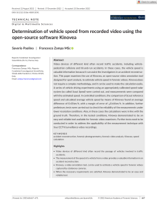 Journal of Forensic Sciences - 2022 - Paolino - Determination of vehicle speed from recorded video using the open‐source