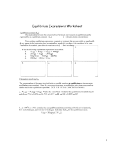 Keq- exquilibrium expressions worksheeet
