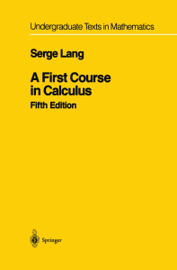 A first course in calculus S.Lang 1986