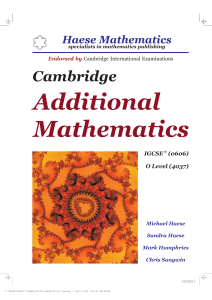 Cambridge IGCSE Mathematics Additional 0606