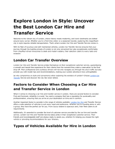 Explore London in Style  Uncover the Best London Car Hire and Transfer Service