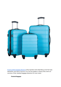 Luggage Allocation Of Sunwing airlines 