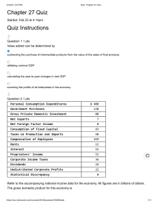 Chapter 27 Quiz: National Income Accounting