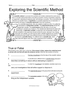 Exploring the scientific method worksheet