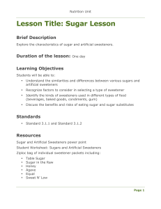 Sugar and Artificial Sweeteners Lesson w Addendum