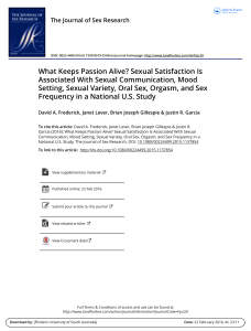 What Keeps Passion Alive? Sexual Satisfaction Is Associated With Sexual Communication, Mood Setting, Sexual Variety, Oral Sex, Orgasm, and Sex Frequency in a National U.S. Study