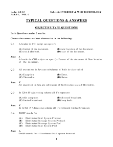 Internet & Web Technology Exam Questions