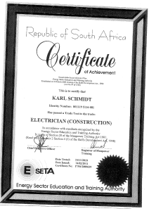 Electrician certificate