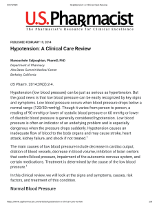 Hypotension  A Clinical Care Review