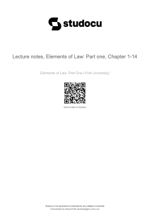 Elements of Law Lecture Notes: Part One, Chapters 1-14