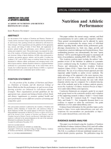 Nutrition and Athletic Performance POSIT