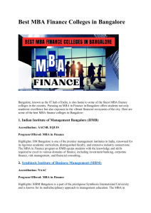 Best MBA Finance Colleges in Bangalore