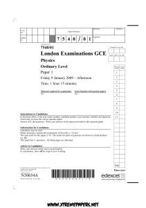 Physics Ordinary Level Exam Paper