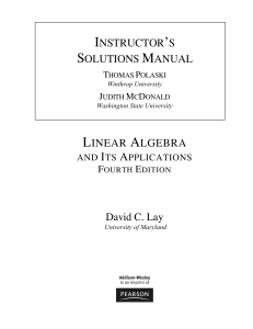 Lay Linear Algebra and Its Applications 4e Solutions Manual