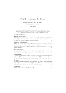 Part II Logic Set Theory