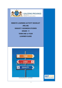 Grade 11 Business Studies Learner Guide