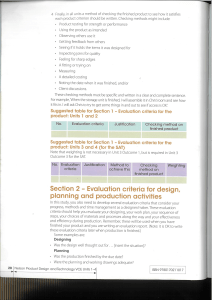 Product Evaluation Criteria in Design & Technology